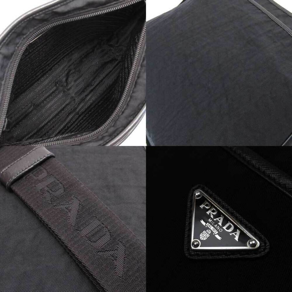 PRADA Crossbody Shoulder Bag Triangle Logo Black Nero Black Leather Classic - Picture 3 of 3
